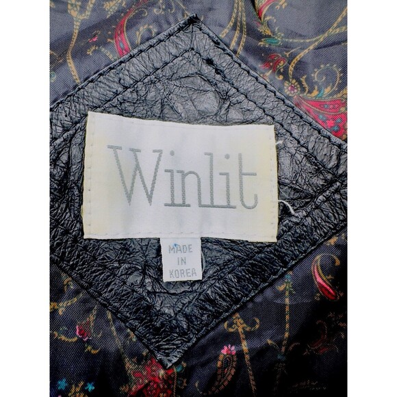 Vintage Winlit Leather Moto Jacket Women’s Small Pockets Snap Closure patch wor - Picture 6 of 10